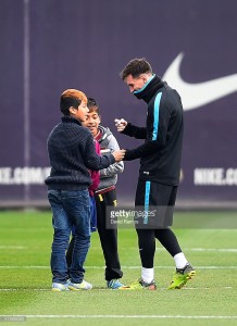 xxxx during a Barcelona training session ahead of the UEFA Champions League round of 16 second leg match between Barcelona and Arsenal at Ciutat Esportiva on March 15, 2016 in Barcelona, Spain.