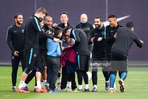 xxxx during a Barcelona training session ahead of the UEFA Champions League round of 16 second leg match between Barcelona and Arsenal at Ciutat Esportiva on March 15, 2016 in Barcelona, Spain.