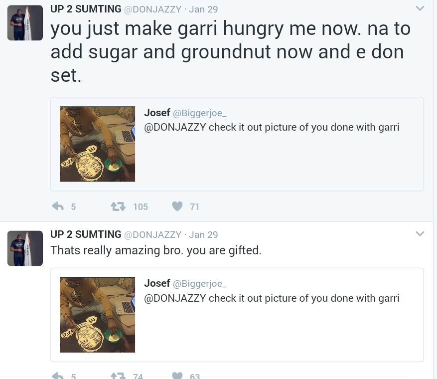 Talented Nigerian Artist Creates Portrait of Don Jazzy with Garri