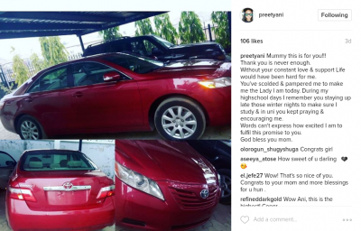 Lady Buys Car for her Mum 4 years After Making a Joke about it