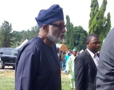 Davido's dad, Adedeji Adeleke, Gov. Rotimi Akeredolu, his Ogun state counterpart Ibikunle Amosun at the burial of Isaka Adeleke