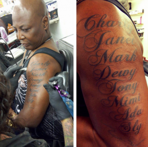 Charly Boy Pierces his balls, Tattoos Children's Name on Arm (See Photos)