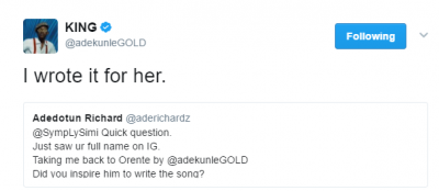 Wow ! Adekunle Gold Reveals he wrote 'Orente' for Rumoured lover, Singer, Simi