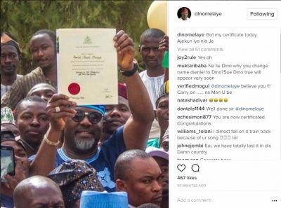 Sen. Dino Melaye finally gets his original certificate from ABU, Zaria
